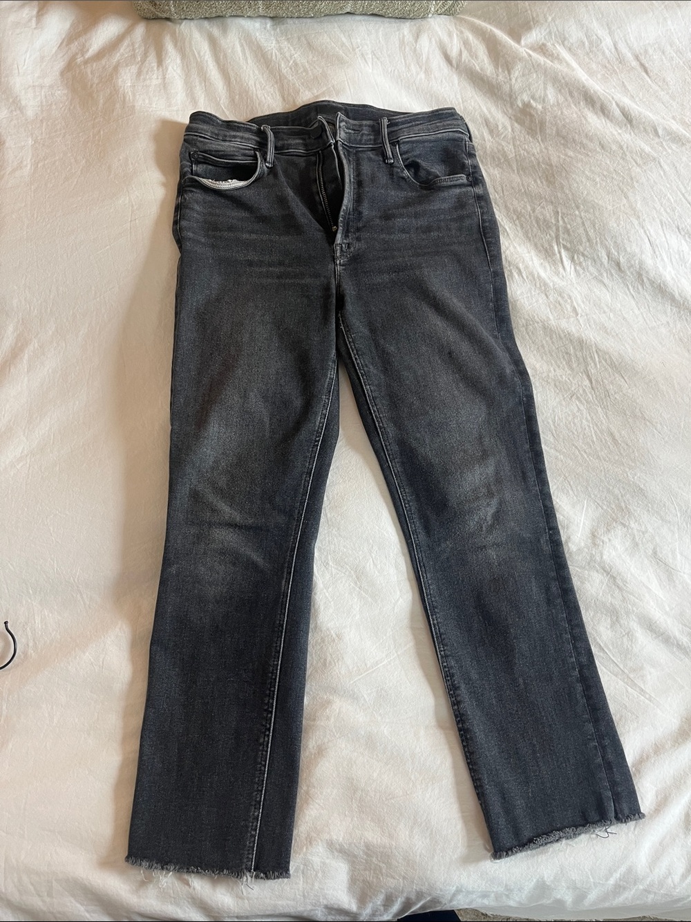 MOTHER mid rise Dazzler Black Straight Leg Jeans with Subtle Fade